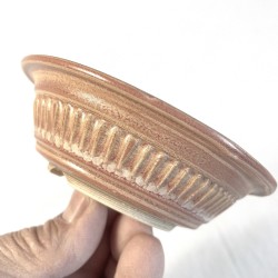Round Accent Bonsai Pot Natural Yellowish Pink Stoneware | Galoartworks.