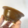 Round Accent Bonsai Pot Natural Caramel Yellow Highlights Stoneware | Galoartworks.