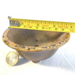 Round Accent Bonsai Pot Natural Caramel Yellow Highlights Stoneware | Galoartworks.