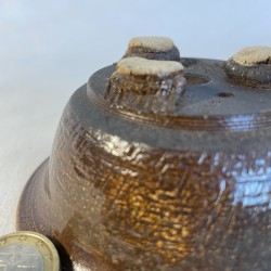 Round Accent Bonsai Pot Natural Caramel Yellow Highlights Stoneware | Galoartworks.
