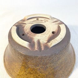 Round Pot for Small Bonsai Natural Caramel Yellow Highlights Stoneware | Galoartworks.