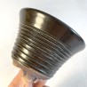 Bell-shaped bonsai pot | Greenish black stoneware | Unique piece | Free shipping