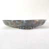 Unique bonsai pot, handcrafted stoneware, fluted texture, brown glaze with splashes, serial number 218118.