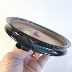 Black and ochre bonsai pot | Exclusive design | Handmade