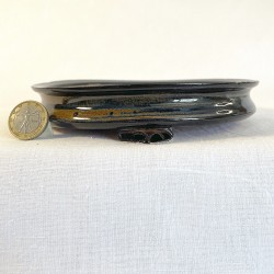 Black and ochre bonsai pot | Exclusive design | Handmade