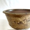 Maceta redonda verde jaspeado para bonsái en gres artesanal 12 cm | Pieza única