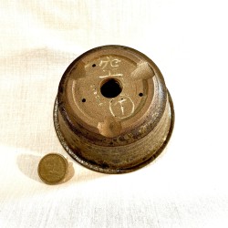 Maceta redonda verde jaspeado para bonsái en gres artesanal 12 cm | Pieza única