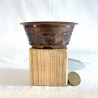 Handmade straight tenmoku red bonsai pot 11 cm stoneware | One of a kind