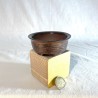 Maceta baja tenmoku rojiza artesanal para bonsái 9 cm en gres | Pieza única