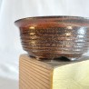 Maceta baja tenmoku rojiza artesanal para bonsái 9 cm en gres | Pieza única