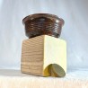 Maceta baja tenmoku rojiza artesanal para bonsái 9 cm en gres | Pieza única