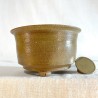 Handmade olive green accent bonsai pot 10 cm stoneware | One of a kind