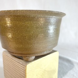 Handmade olive green accent bonsai pot 10 cm stoneware | One of a kind