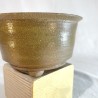 Maceta de acento verde oliva artesanal para bonsái 10 cm en gres | Pieza única