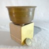 Handmade olive green straight stoneware accent bonsai pot