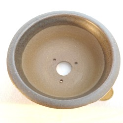 Handmade olive green accent bonsai pot 10 cm stoneware | Unique
