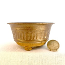 Handmade olive green accent bonsai pot 10 cm stoneware | Unique