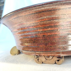 Large handmade tenmoku bonsai pot 24 cm stoneware | Unique piece