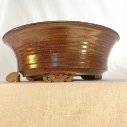 Large handmade tenmoku red bonsai pot