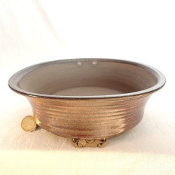 Large handmade tenmoku bonsai pot 24 cm stoneware | Unique piece