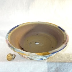 Maceta bonsái artesanal multicolor mate 25 cm gres | Pieza única