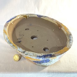 Handmade oval multicolor matte bonsai pot 34 cm stoneware | Unique