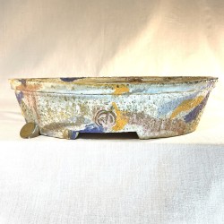 Handmade oval multicolor matte bonsai pot 34 cm stoneware | Unique