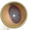 Handmade round accent bonsai pot 12 cm brown green stoneware | Unique