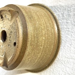 Handmade round accent bonsai pot 12 cm brown green stoneware | Unique