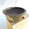 Handmade rustic green accent bonsai pot – unique stoneware piece