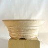 Maceta de acento para bonsai en gres color crema y ocre inspirada en hoja de olivo pieza unica 218266.