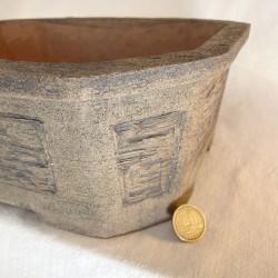 Handmade Artisan Bonsai Pot | Bark and Fruit Texture | Unique 218229