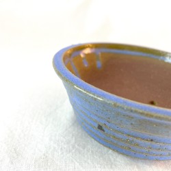 Handmade Blue Accent Bonsai Pot | Maru-gata Style | Unique 218320
