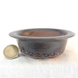 Handmade Black Accent Bonsai Pot | Enshu-maru Style | Unique 218312