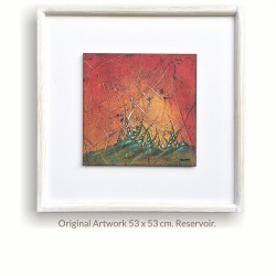 Obra original Reservoir de Ismael García Burillo, acrílico sobre tabla de MDF con marco blanco.