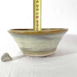 Exclusive Medium Bonsai Pot, Earthy Green Stoneware.