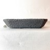 Maceta rectangular bonsái única, gres artesanal, rectangular, gres negro mate, patas artesanales.