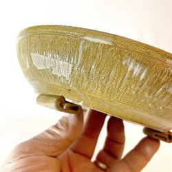 Exclusive Bonsai Pot Toffee Stoneware Irregular Texture | Galoartworks.
