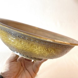 Exclusive Bonsai Pot Ochre Stoneware Hammered Texture | Galoartworks.