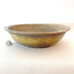 Exclusive Bonsai Pot Ochre Stoneware Hammered Texture | Galoartworks.
