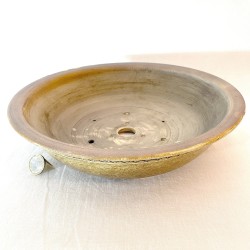 Exclusive Bonsai Pot Ochre Stoneware Hammered Texture | Galoartworks.