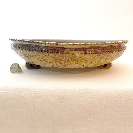 Unique bonsai pot, handcrafted stoneware, tree bark texture, stoneware clay, handmade feet.