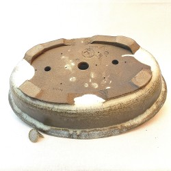 Oval Bonsai Pot Natural Olive Green-Brown Stoneware | Galoartworks.