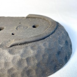 Oval Bonsai Pot Black Hammered Texture Stoneware | Galoartworks.