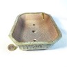 Rectangular Bonsai Pot Marine Water Green with Brown Spots Stoneware | Galoartworks.
