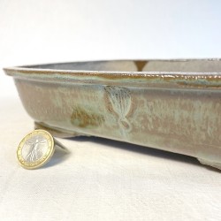 Maceta Rectangular Bonsái Gres Verde Oliva Zonas Marrones | Galoartworks.