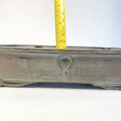 Maceta Rectangular Bonsái Gres Verde Oliva Zonas Marrones | Galoartworks.