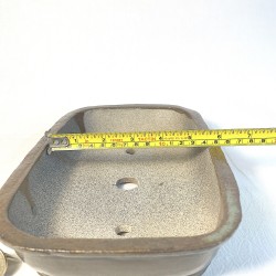 Rectangular Bonsai Pot Olive Green with Brown Zones Stoneware | Galoartworks.