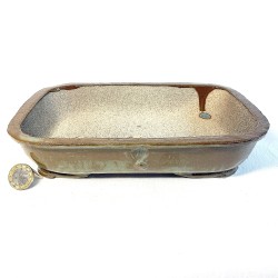 Maceta Rectangular Bonsái Gres Verde Oliva Zonas Marrones | Galoartworks.