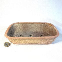 Rectangular Bonsai Pot Yellowish Pink Stoneware | Galoartworks.